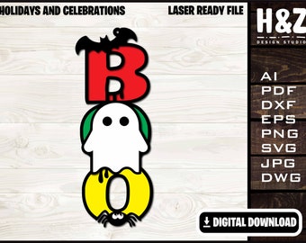 Boo Ghost Sign, Horror, Halloween, Spider Sign, Trick or treat, SVG Ai DXF DWG, Fully Customizable, Lasercut ready, Digital Download only