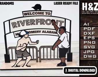 Riverfront brawl Alabama Stand, Montgomery, brawl, dock, Svg Ai Dxf Dwg Eps, Fully Customizable, Lasercut ready, Digital Download only