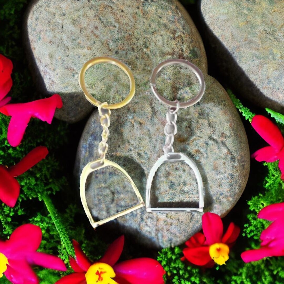 Personalised Horse Stirrups Keychain With Horses Name. Gold OR Silver