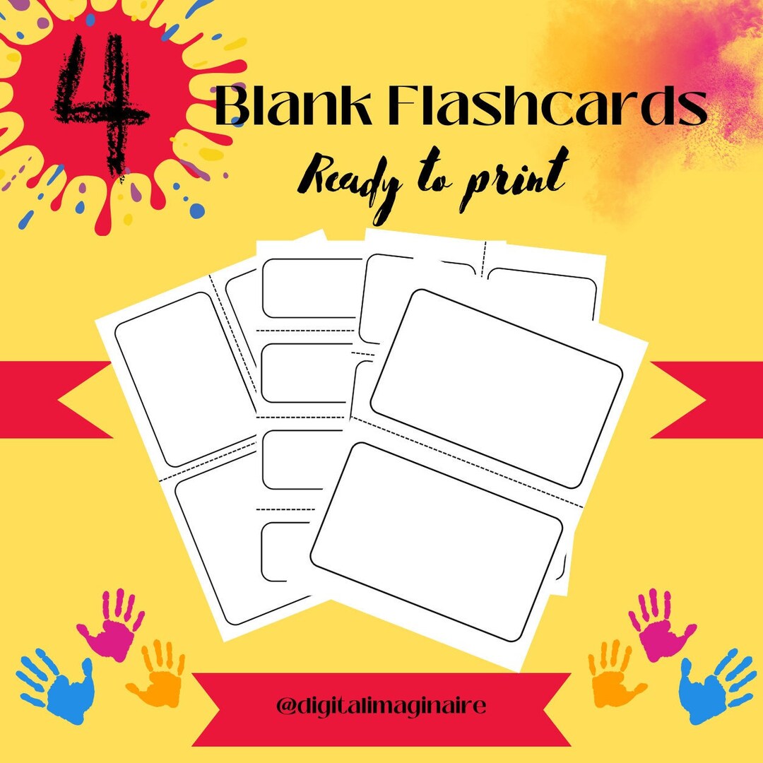 4 Printable Blank Flashcards Montessori Blank Flashcards - Etsy