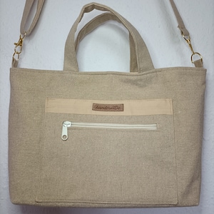 Handtasche mit vielen Fächern Schultertasche Steckfächer Reißverschlussfächer