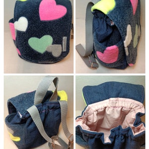 KiTa Kinderrucksack Gummibund Fleece Herzen Bild 5