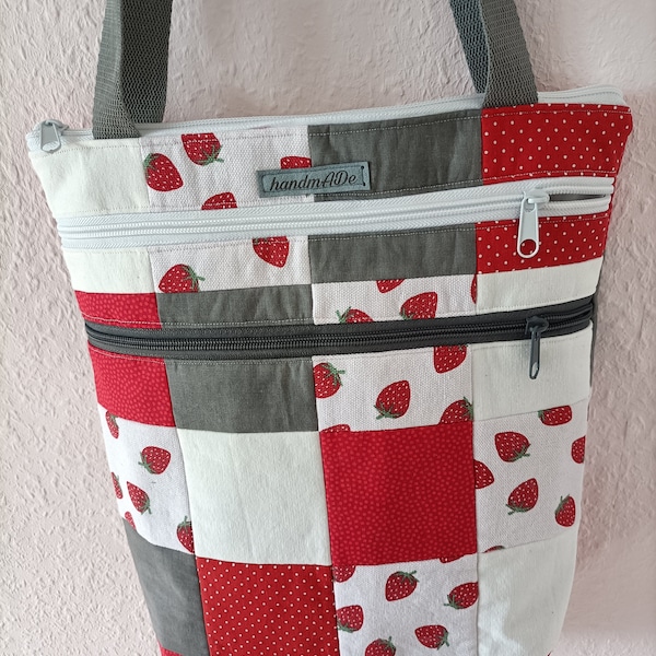 Umhängetasche  kleine Shopper  Reißverschlussfächer Patchwork