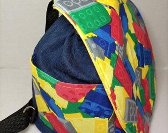 KiTa Kindergarten Kinderrucksack Gummibund Bausteine bunt