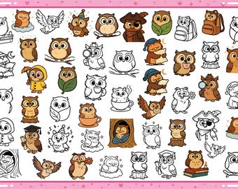 owl SVG bundle, cute owl svg, cartoon owl svg, forest animal svg, kawaii owl svg, bird svg, woodland svg, layered svg, cut file