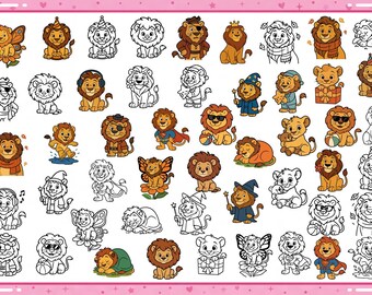 lion SVG bundle, cute lion svg, safari animal svg, jungle animal svg, baby lion svg, king of the jungle svg, layered svg, cricut