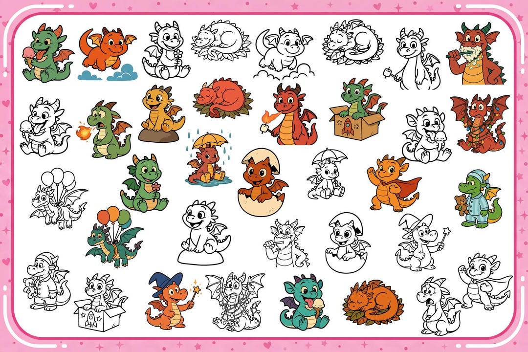 Dragon SVG Bundle, Baby Dragon Svg, Cute Cartoon Dragon Svg, Fantasy ...