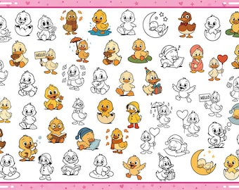 duck SVG bundle, duck svg, cute animal svg, cartoon duck svg, yellow duck svg, baby duck svg, farm duck svg, layered svg, cut file