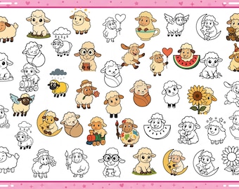 cute sheep SVG bundle, farm animal svg, baby sheep svg, fluffy lamb svg, wooly sheep svg, sweet animal svg, layered svg, cut file