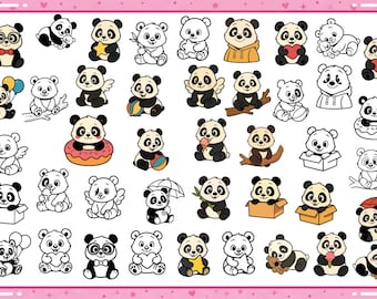 panda SVG bundle, layered svg, cricut, cut file, cute panda svg, baby panda svg, kawaii panda svg, panda bear svg, cricut files