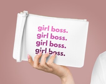 Pochette en cuir Girl Boss, bracelet pour femme, sac de déclaration Boss Lady