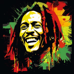 Bob Marley Graffiti - Affiche imprimée numérique,