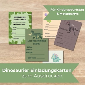 Dinosaur invitation cards for your birthday or theme party - Invitation card set (10 pieces) for digital download