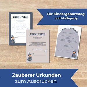 Magic Party Certificates PDF – Instant Download – Magic Set of 3 for Children – Sorcerer&#39;s Apprentice, Exam, Birthday