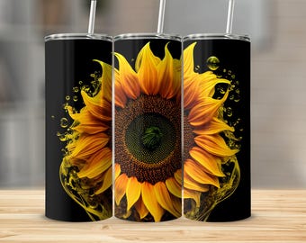 Sunflower Tumbler, Yellow Flower Drinkware, Floral Travel Mug, Insulated Sunflower Cup, Eco Friendly Tumbler, Nature Inspired Gift
