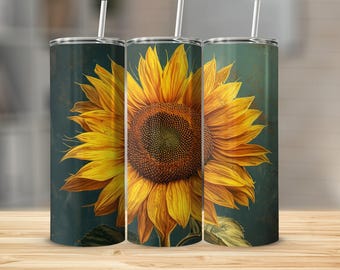 Sunflower Tumbler, Bright Sunflower Design, Floral Drinkware, Nature Inspired Tumbler, Vibrant Sunflower Art, Sunflower Gift