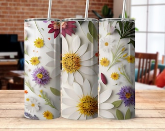 Beker met bloemen, levendig bloemenontwerp, zomerservies, kleurrijke lentebloesems, unieke milieuvriendelijke beker, herbruikbaar cadeau