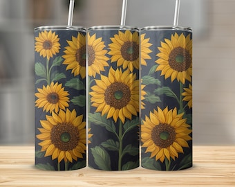 Copo Girassol, Copo Floral, Caneca de Viagem Girassol, Xícara de Café Flor, Copo com Design Girassol, Copo Girassol Reutilizável, Presente