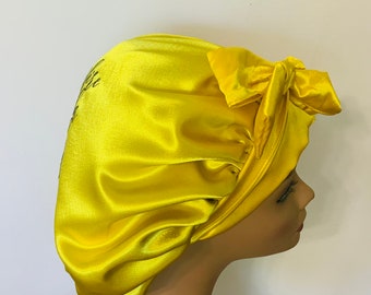 Satin tie bonnet