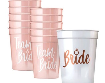 Confezione da 11 bicchieri di plastica per la squadra della sposa per addio al nubilato/addio al nubilato/addio al nubilato/forniture decorazioni per matrimoni/feste