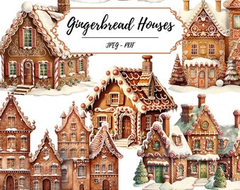 Gingerbread Houses Fussy Cut Printable Pages // 60 Vintage Inspired Images // Christmas Crafting // Xmas Treats // JPEG PDF // Scrapbooking