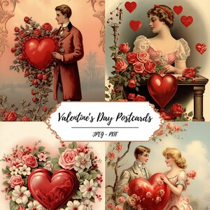 Cartes postales de la Saint-Valentin // 30 images d'inspiration vintage // Amour // Romance // Couples // Fourniture de coupe difficile // Scrapbooking // Journalisation