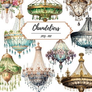 Chandeliers Fussy Cut Printable Pages // 60 Vintage Inspired Images // PDF JPEG // Home Decor // Classy // Elegant // Crafting // Journaling