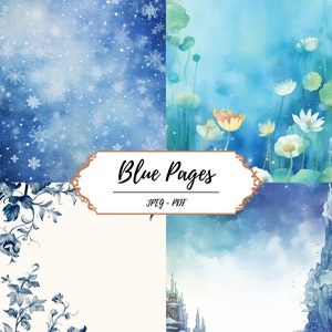 Pages de journal imprimables bleues // 20 papiers de journalisation // Téléchargement numérique // Journalisation créative // Journal indésirable // Kit éphémères // Scrapbooking