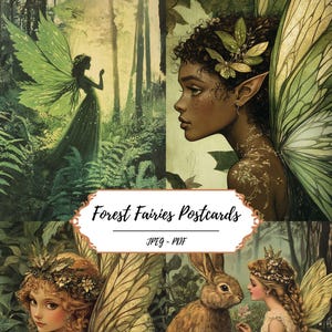 Cartes postales imprimables des fées des forêts//30 images de fées fantastiques//inspiration vintage//fournitures de bricolage//ensemble éphémères//kit de scrapbooking