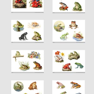 Frog Printable Pages // 60 Fussy Cut Vintage Inspired Images ...