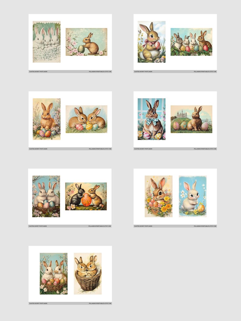 Easter Bunny Postcard Printable Pages // 30 Vintage Inspired Images ...