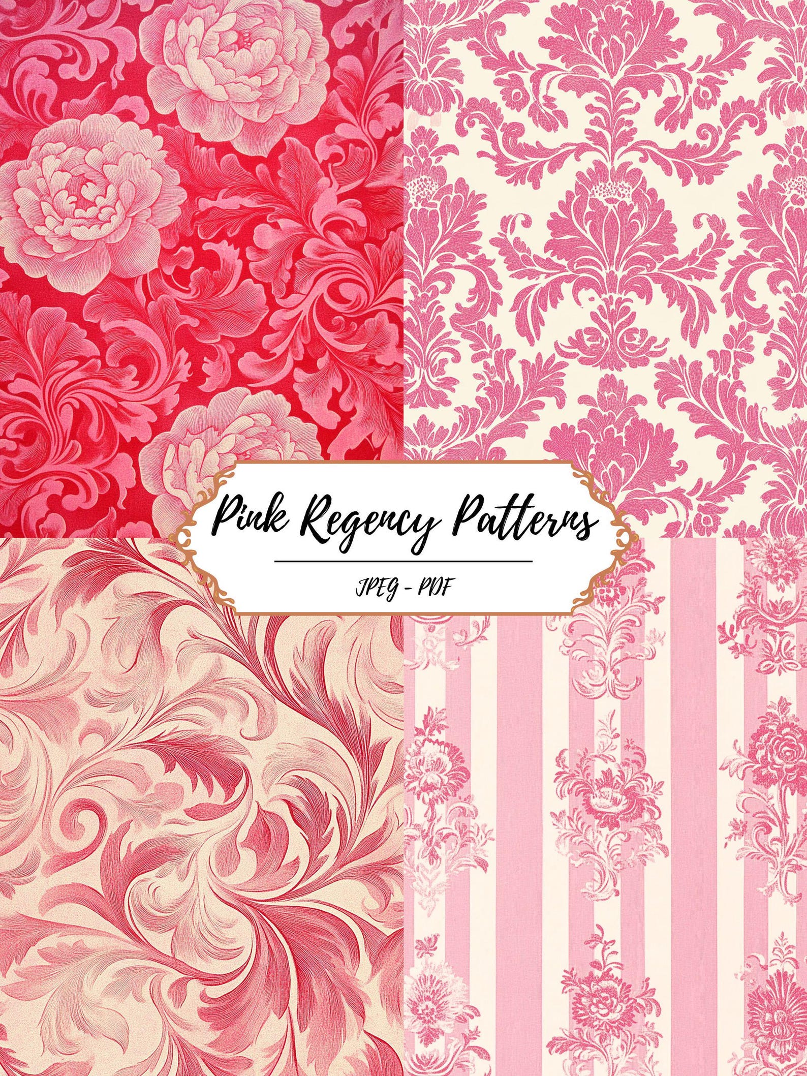 Pink Regency Pink Regency Inspired Patterns // 25 Printable Pattern Pages // JPEG ...