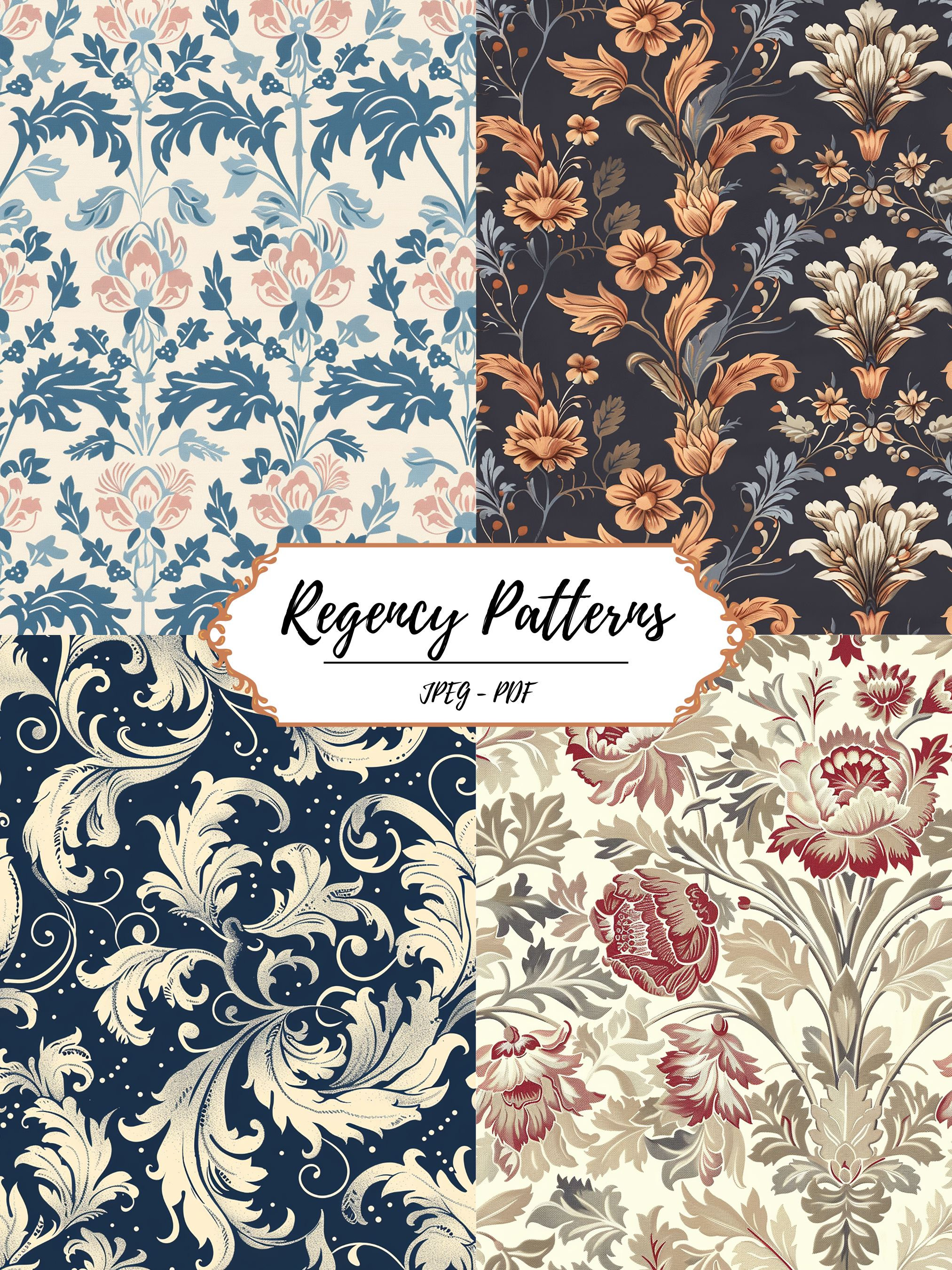 Regency Coloring Patterns Regency Inspired Patterns // 25 Printable Pattern Pages // JPEG PDF ...