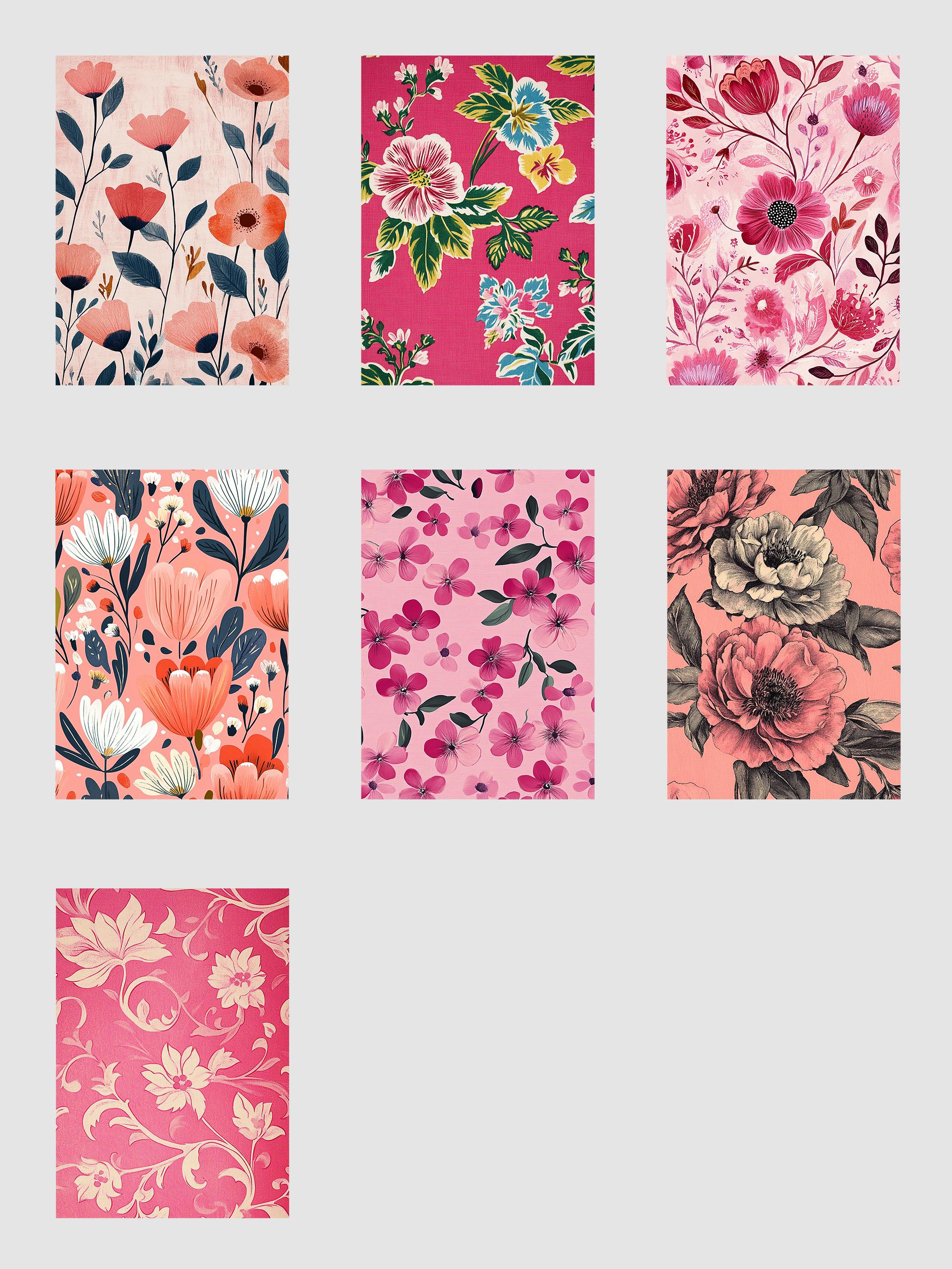 Pink Patterned A4 File Pink Floral Pattern Printable Pages // 25 Pink A4 Print at Home Prints ...