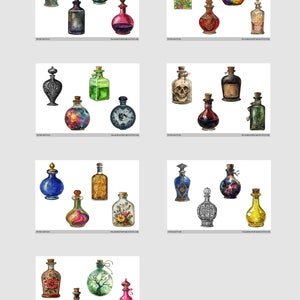 Potion Bottles Fussy Cut Printable Pages // 60 Vintage Inspired Images ...