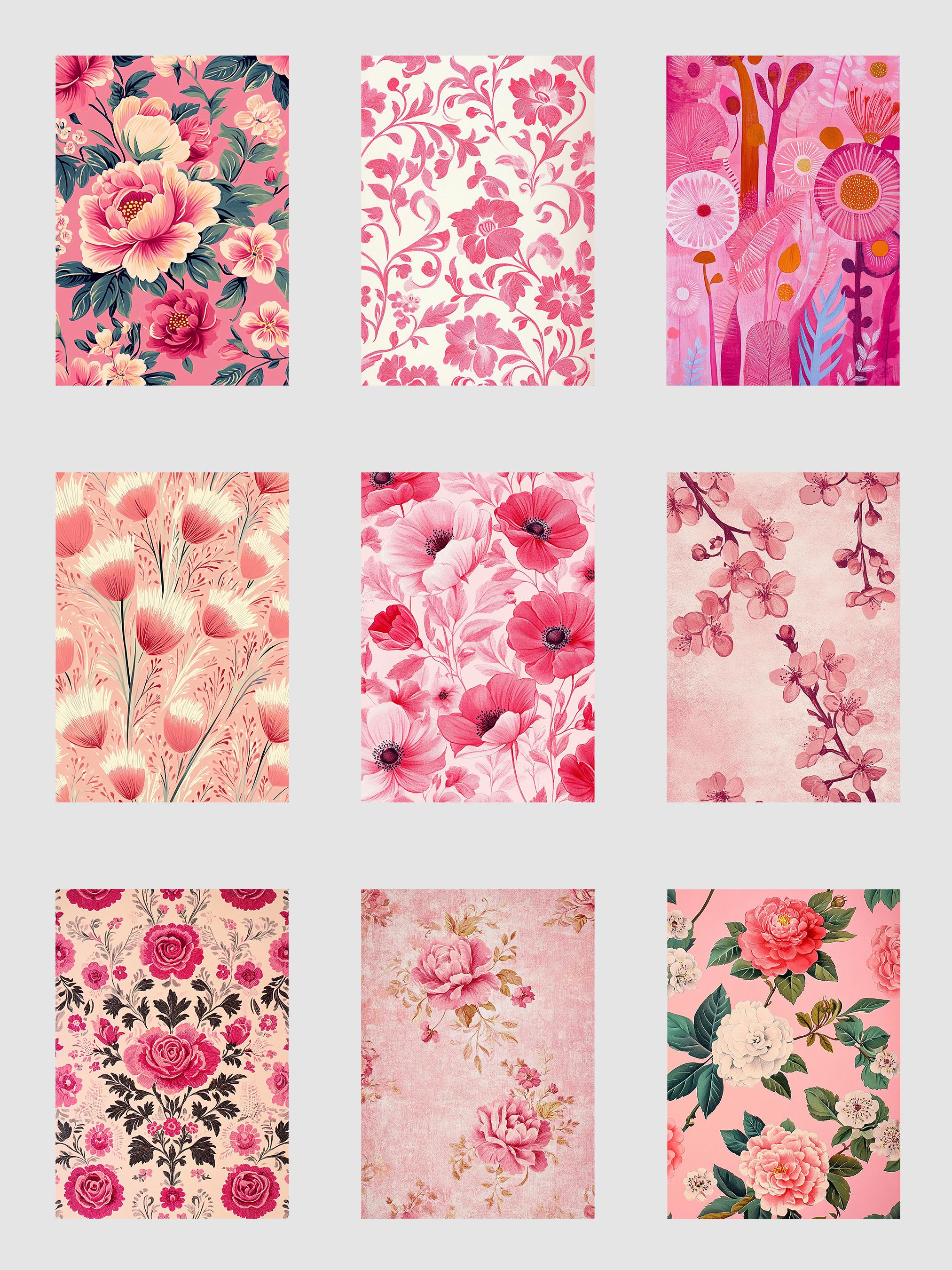 Pink Patterned A4 File Pink Floral Pattern Printable Pages // 25 Pink A4 Print at Home Prints ...