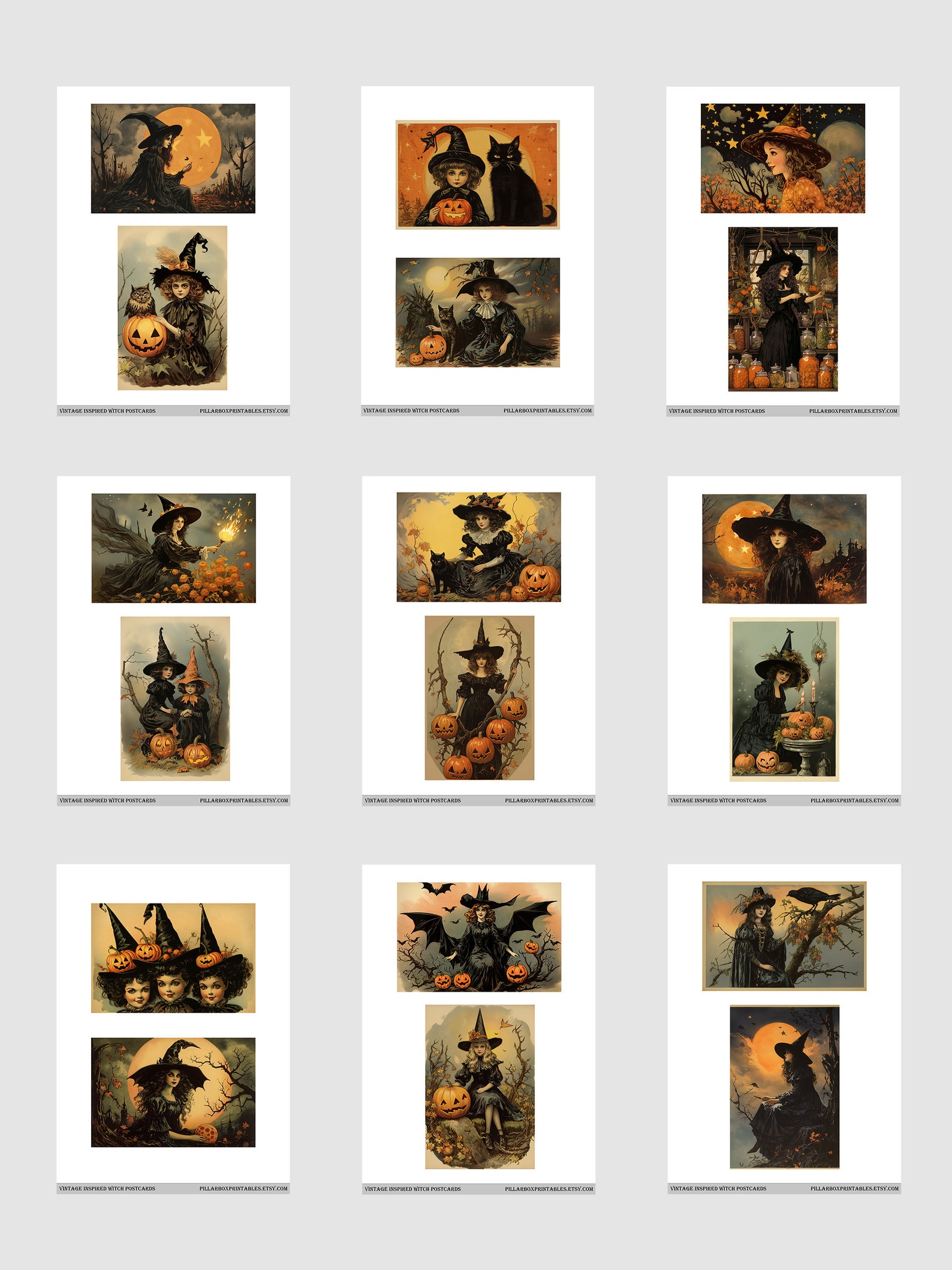 Witch Postcard Printables // 30 Vintage Inspired Fussy Cut Images ...