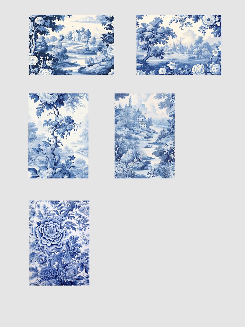 Dutch Toile Pattern Blue Toile Printable Pages // 60 Fussy Cut Images // Digital Download ...