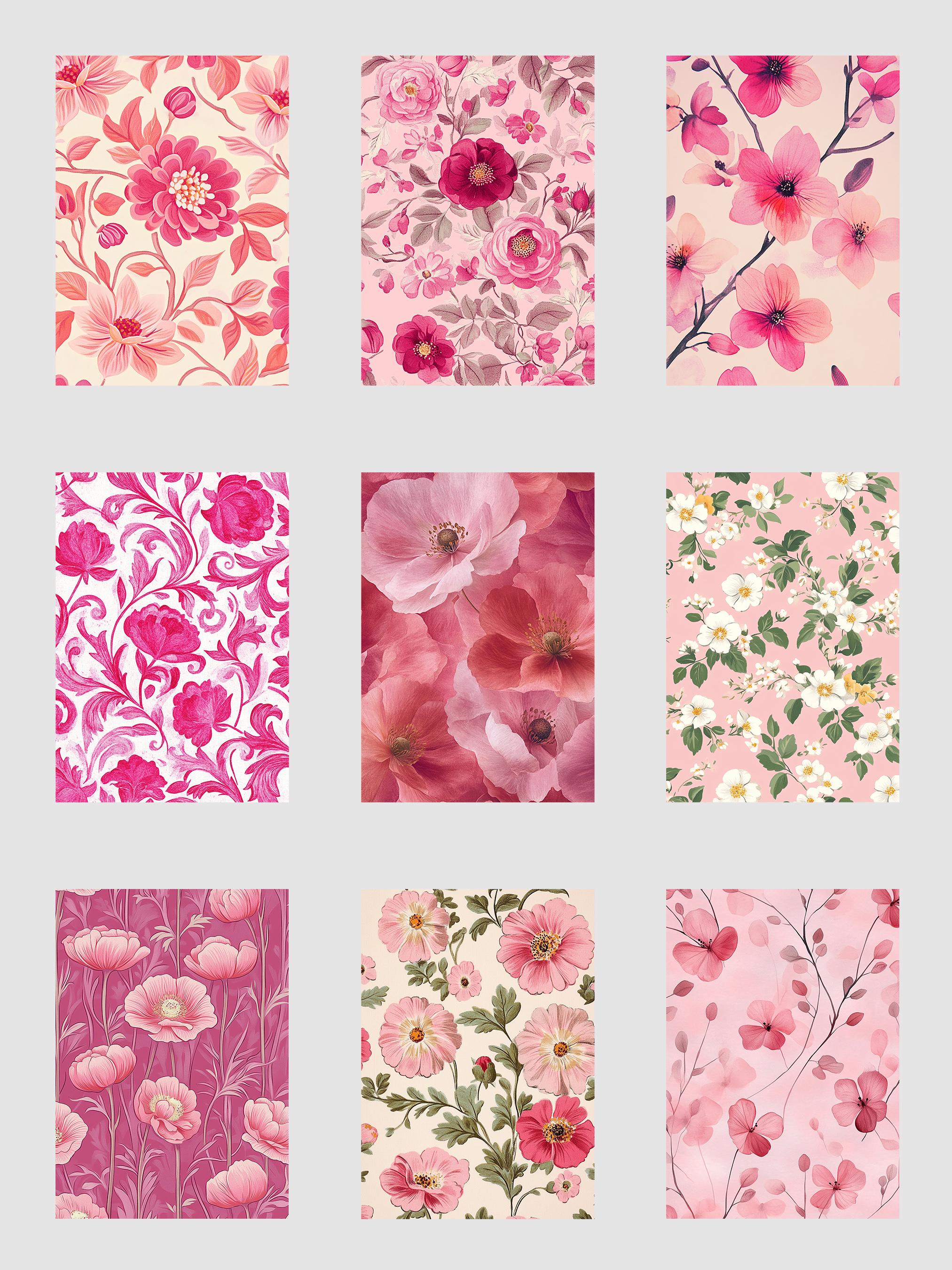 Pink Patterned A4 File Pink Floral Pattern Printable Pages // 25 Pink A4 Print at Home Prints ...