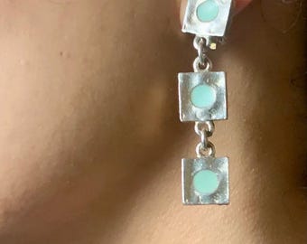 Earrings - silver plated and enameled tinplate. Biche de Bere Limited edition 94/289 90s
