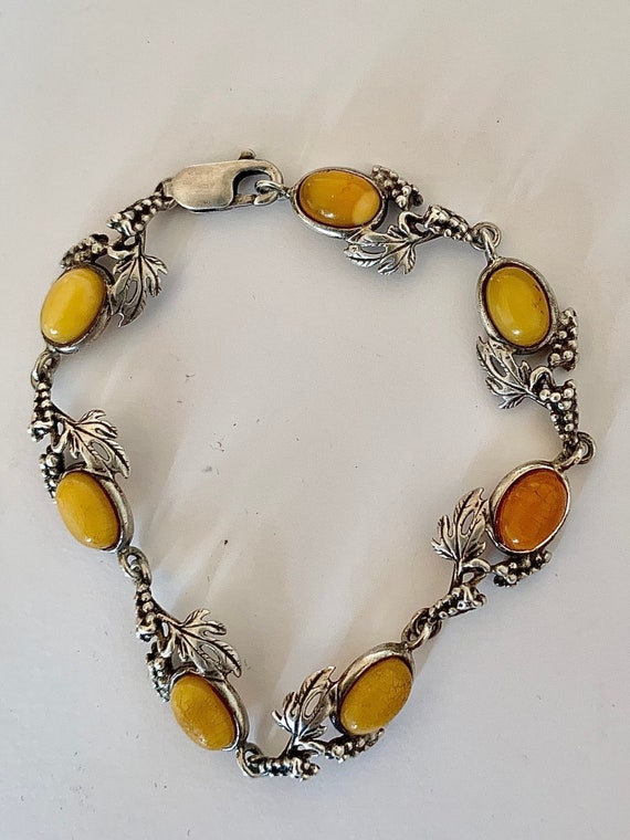 Old silver and amber bracelet - image 1