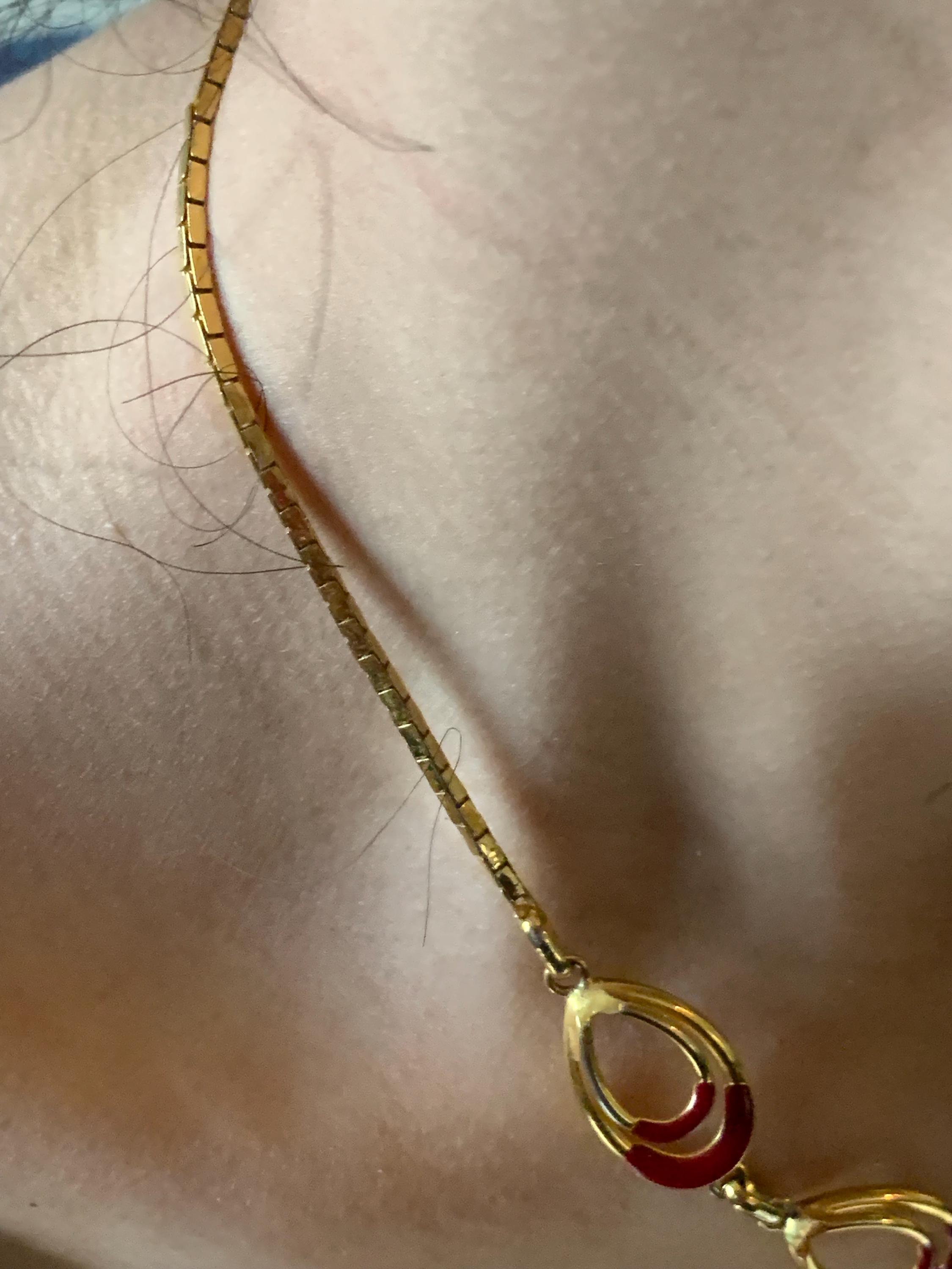 Vintage Guy Laroche Necklace From the 70s/80s, Cherry Red Enamel