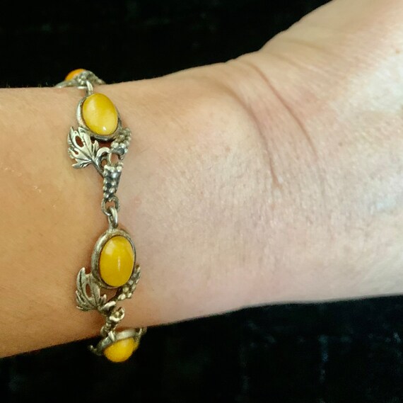 Old silver and amber bracelet - image 3