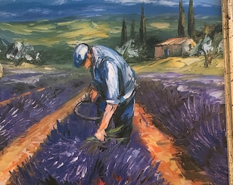 Provence - Lavender Harvest - oil painting on canvas