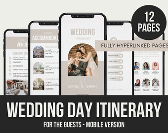 12 Pages Wedding Itinerary Template | Wedding Planner Digital Download Canva | Wedding Guide | Weekend Itinerary | Editable Party Timeline