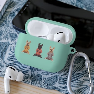 Uroczy pokrowiec na AirPodsy z motywem francuskiego buldoga do Apple AirPods i AirPods Pro