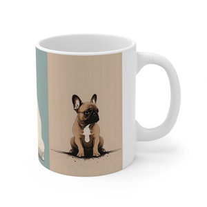 Taza de café y té con adorables bulldogs franceses, taza de cerámica para amantes de los perros Frenchie, regalo para dueños de bulldogs franceses, lindo diseño de perros de dibujos animados