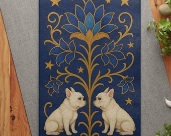 Glazen snijplank met twee Franse bulldogs: vintage keukendecor, cadeau hondenliefhebber