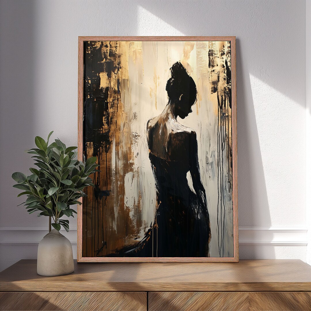 Emotional Sad Woman Portrait Oil Painting, Abstract Girl Wall Art ...