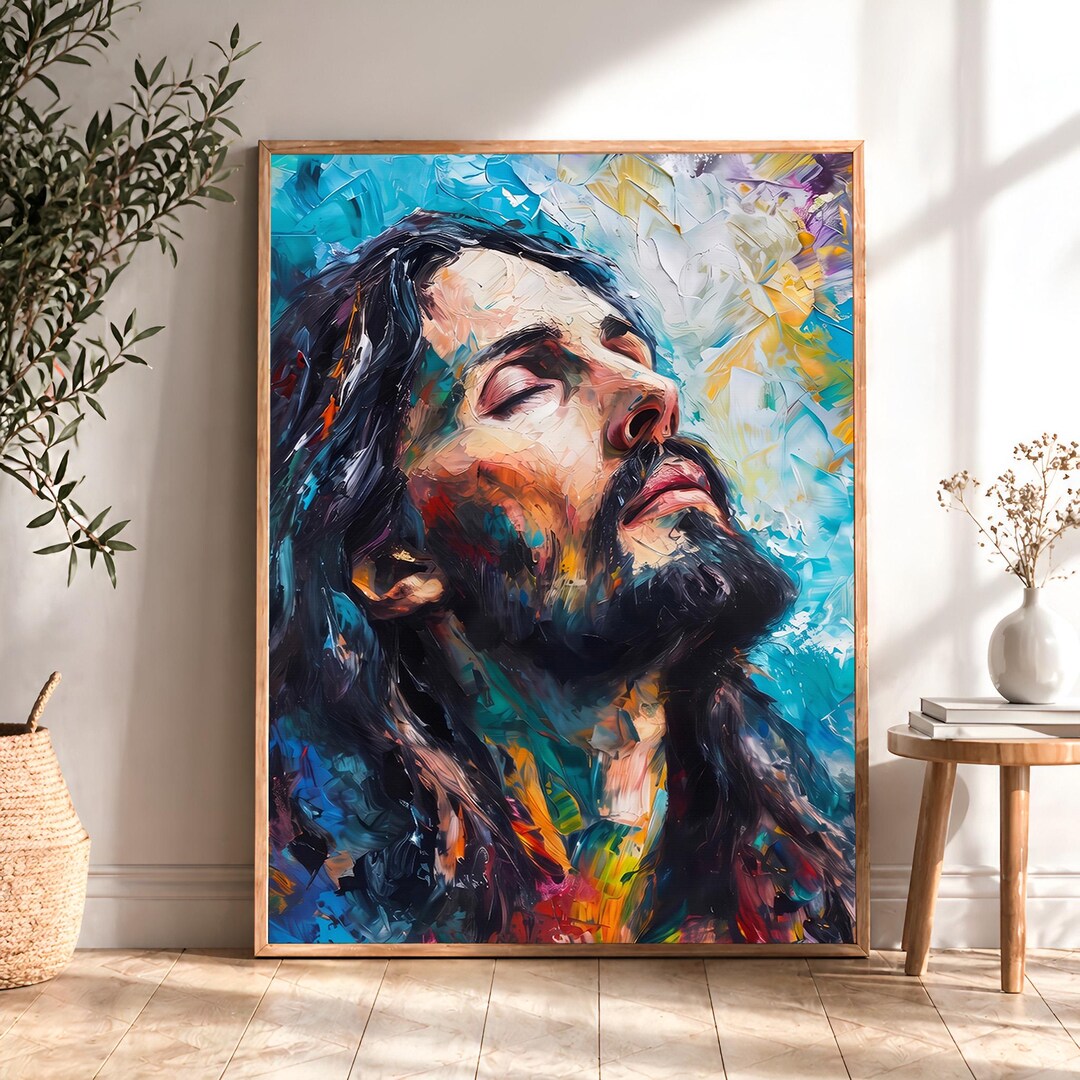 Jesus Wall Art - Colorful Abstract Christ Print, Modern Christian ...